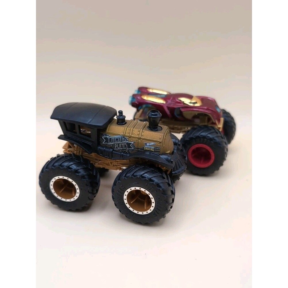 Lot of 2 Monster Jam Diecast Trucks Loco Punk & Iron Man 1:64